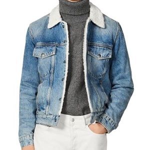 Sandro Mens Sherpa Lined Denim Jacket - size small